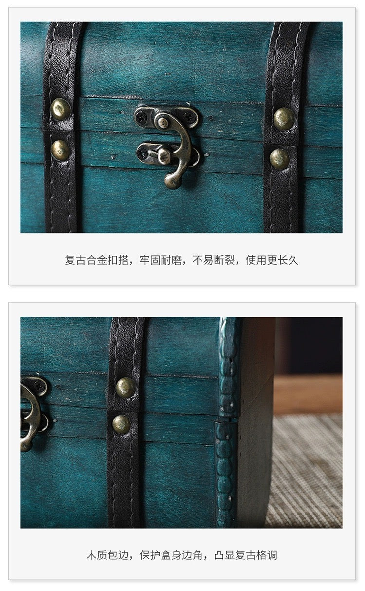 Vintage Rustic Treasure Chest – Wooden Storage Box for Jewelry & Desktop Essentials