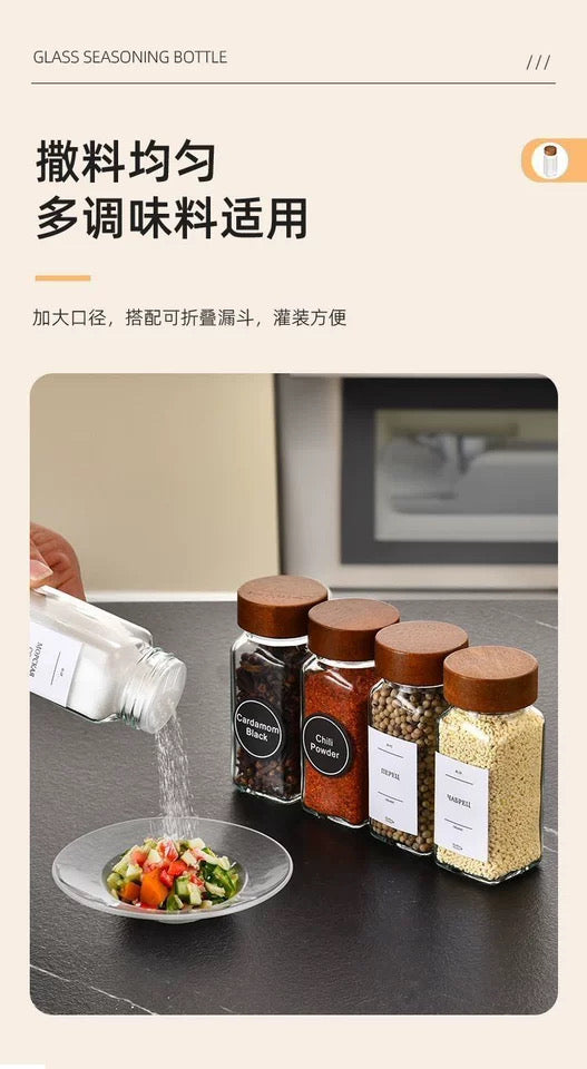 Square Glass Spice Jars for Kitchen, Airtight Seasoning Containers with Lids, Herb & Spice Storage Organizer