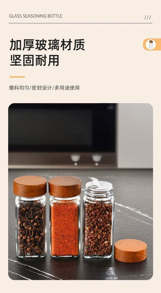 Square Glass Spice Jars for Kitchen, Airtight Seasoning Containers with Lids, Herb & Spice Storage Organizer