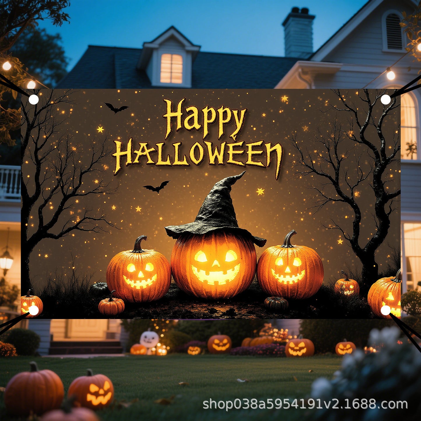 New Halloween Backdrop Decoration – Spooky Pumpkin Party Photo Booth Prop