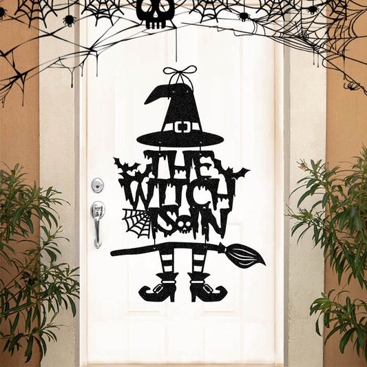 Halloween Witch & Bat Door Hanging Decoration – Spooky Party Wall & Door Ornament