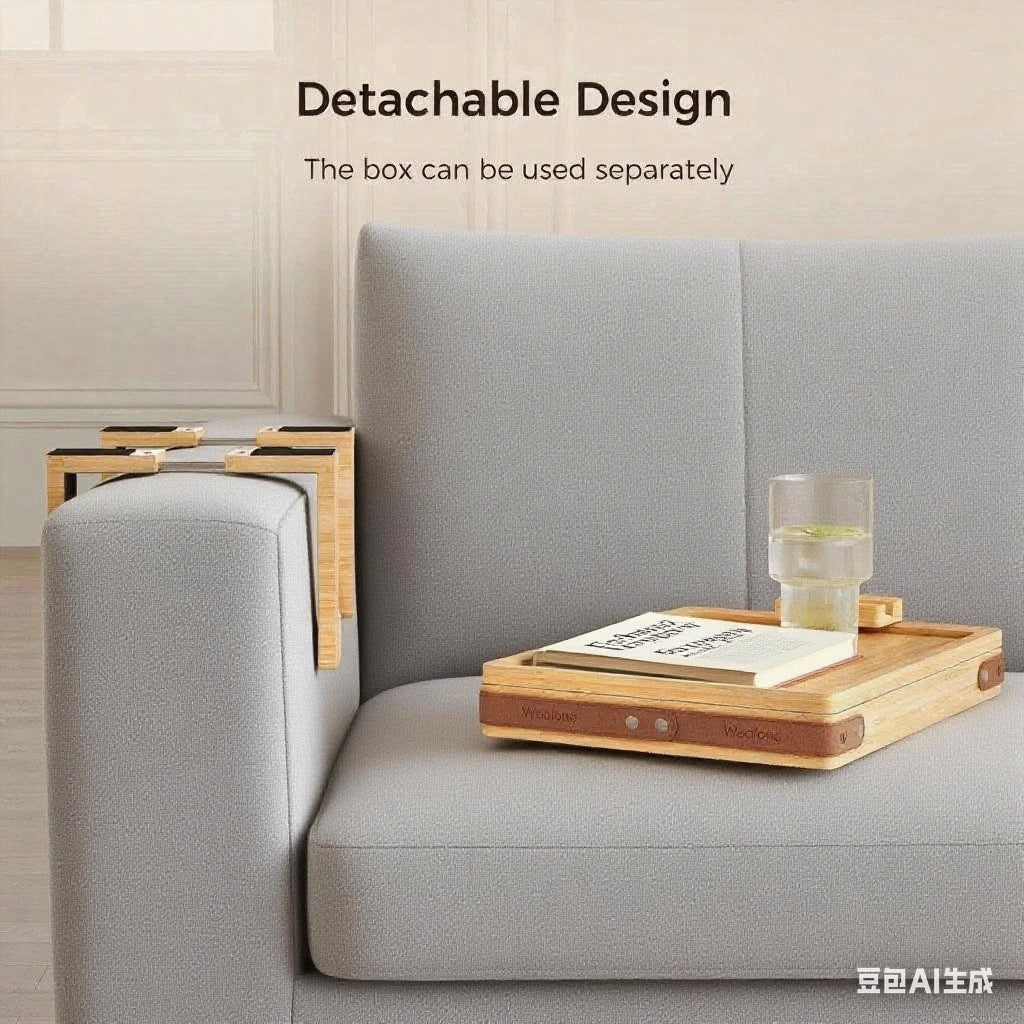 Bamboo Lazy Sofa Armrest Tray