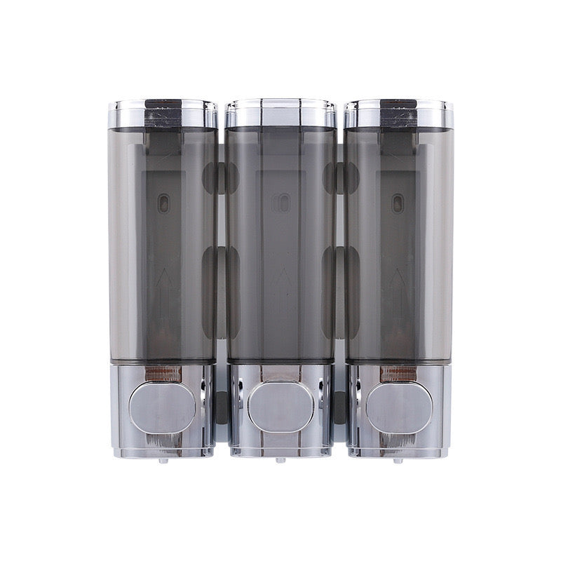 Wall-Mounted 3-Compartment Soap Dispenser – No-Drill Manual Shower Gel & Hand Soap Pump