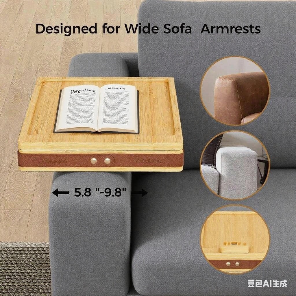 Bamboo Lazy Sofa Armrest Tray