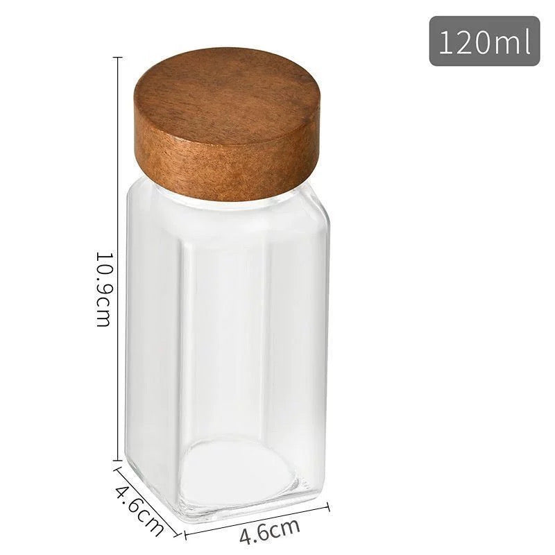 Square Glass Spice Jars for Kitchen, Airtight Seasoning Containers with Lids, Herb & Spice Storage Organizer