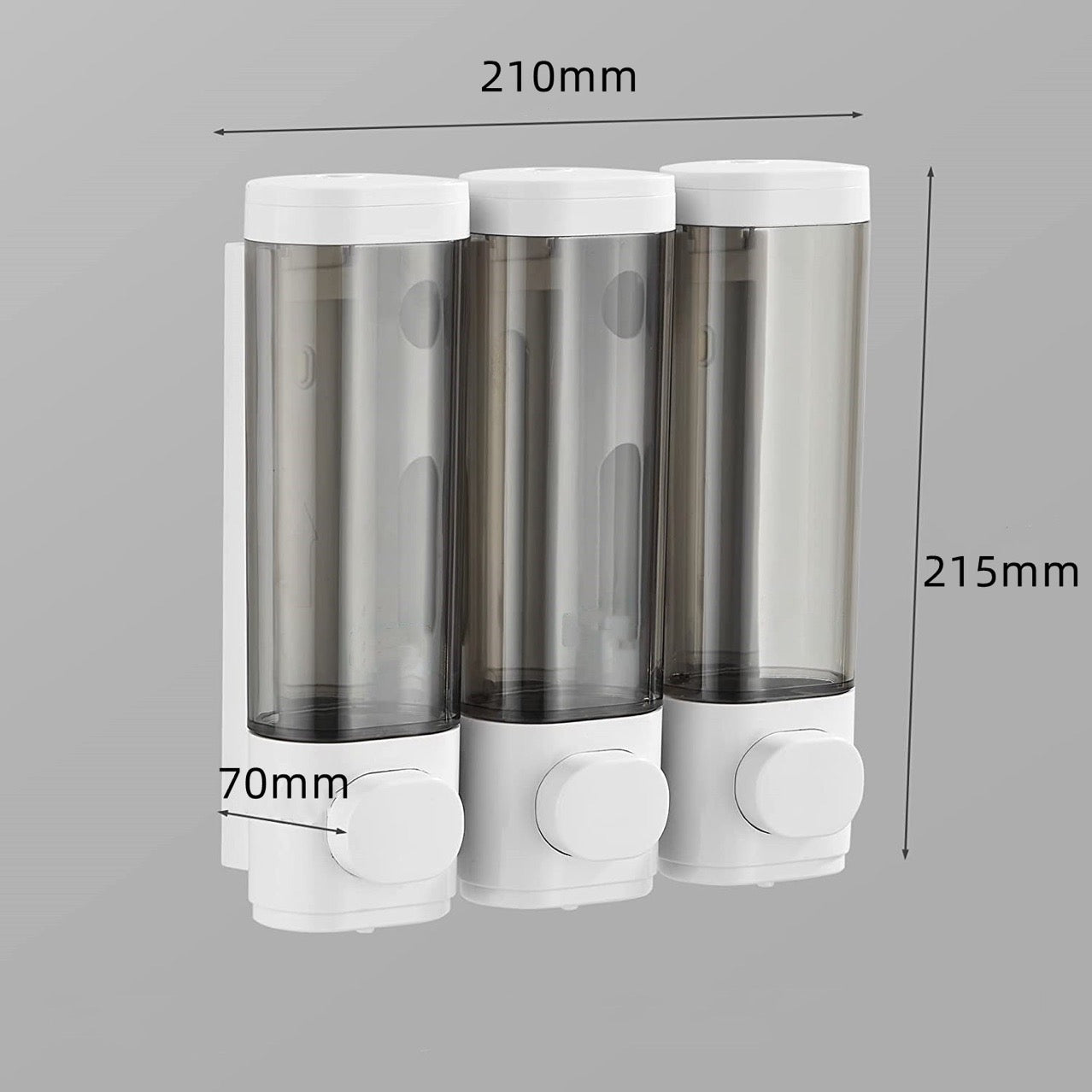 Wall-Mounted 3-Compartment Soap Dispenser – No-Drill Manual Shower Gel & Hand Soap Pump