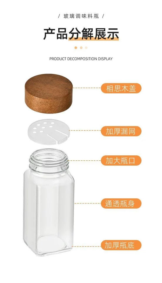 Square Glass Spice Jars for Kitchen, Airtight Seasoning Containers with Lids, Herb & Spice Storage Organizer