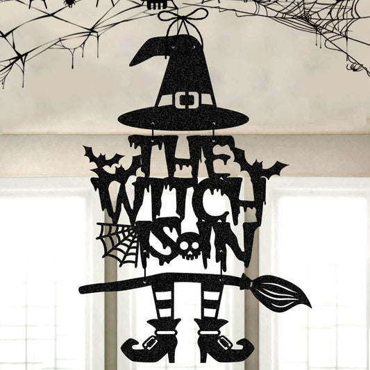 Halloween Witch & Bat Door Hanging Decoration – Spooky Party Wall & Door Ornament