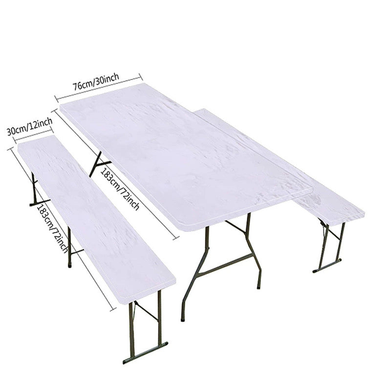 PVC Elastic Tablecloth Set, Waterproof & Oil-Proof Checkered Print, 3-Piece Outdoor Set