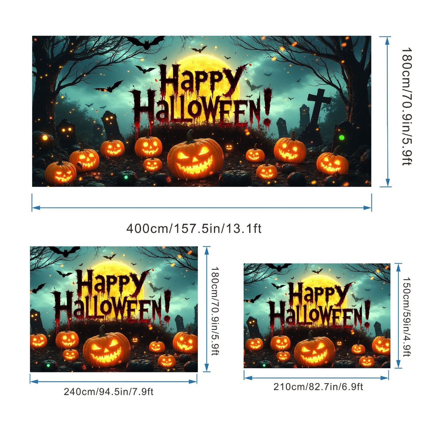 New Halloween Backdrop Decoration – Spooky Pumpkin Party Photo Booth Prop